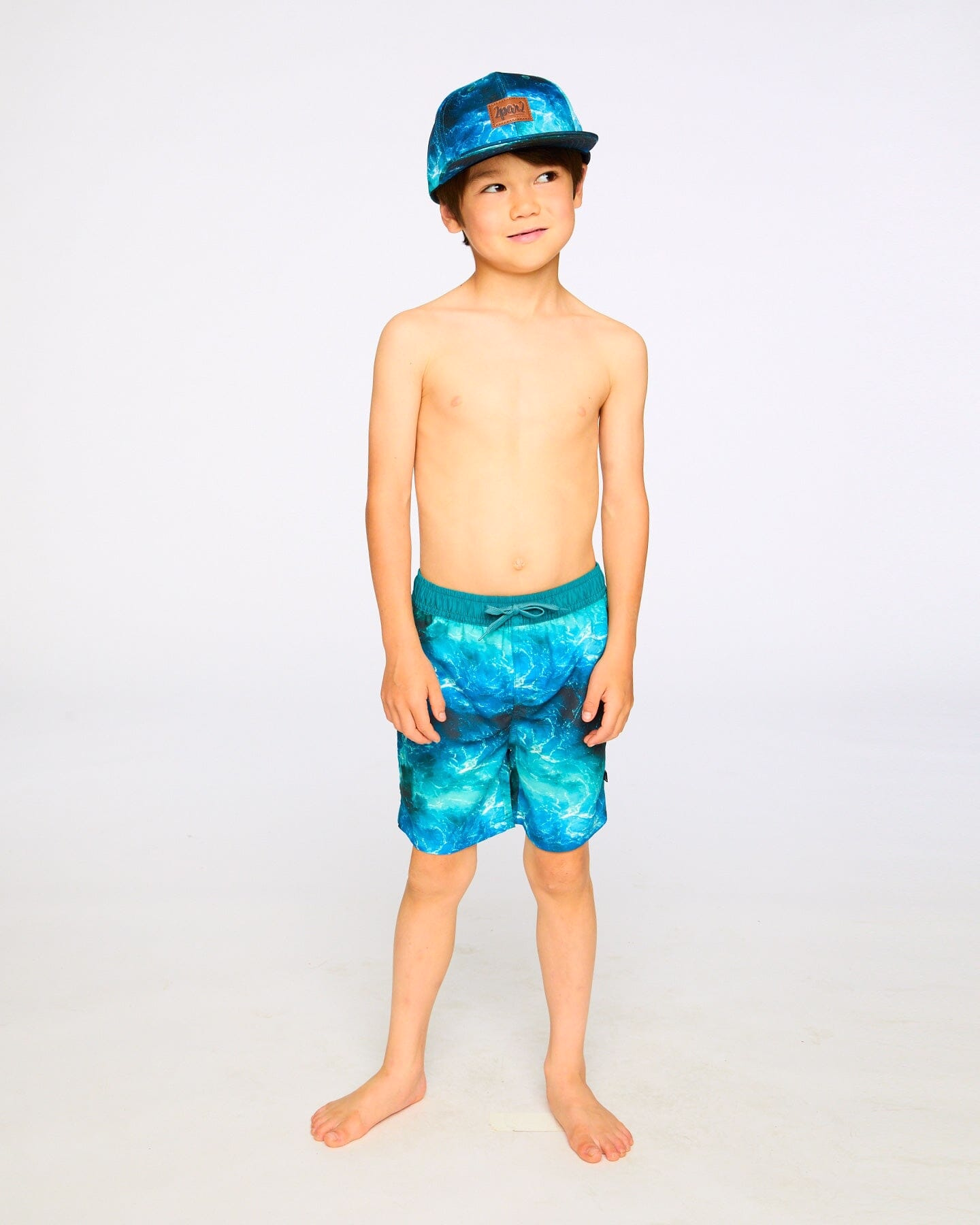 Swim Trunks Blue Waves Print - Image 3