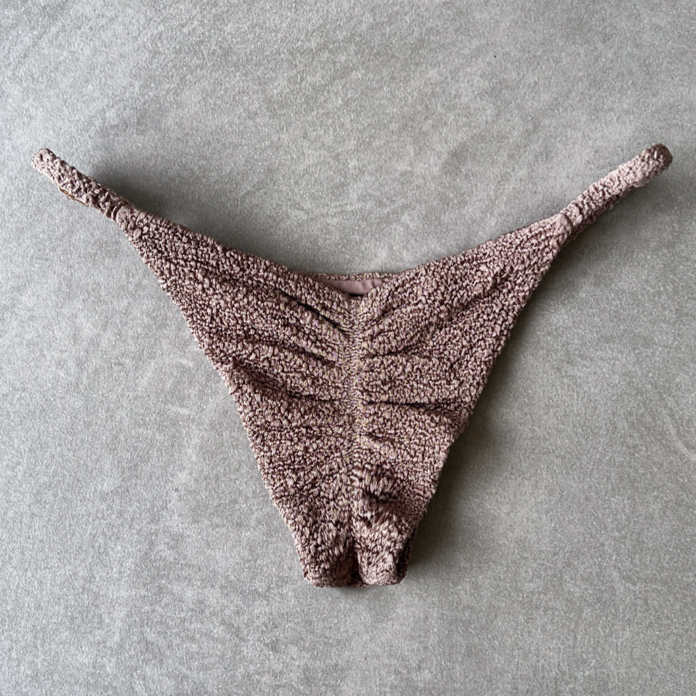 Chocolate Mousse Beehive Textured Tanga Bikini Bottom - Image 2