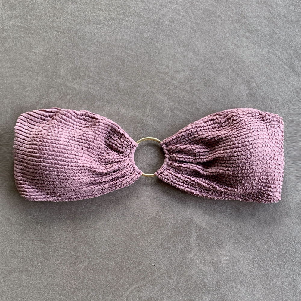 Lavender Mist Textured Strapless Bikini Top