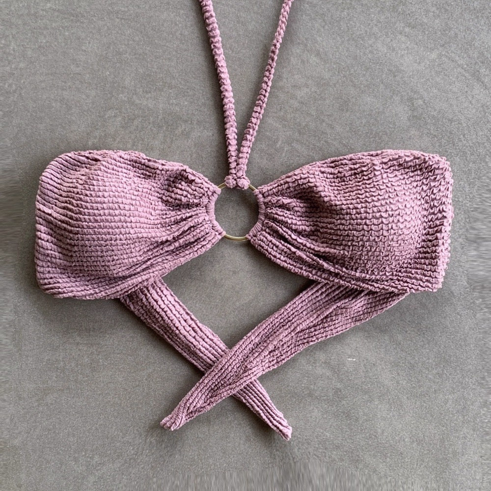 Lavender Mist Textured Strapless Bikini Top - Image 2